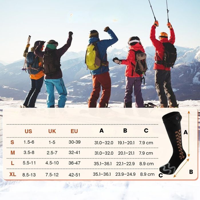 Inteligentne Skarpety Grzewcze Aplikacja Elektryczne 3000mAh Unisex L