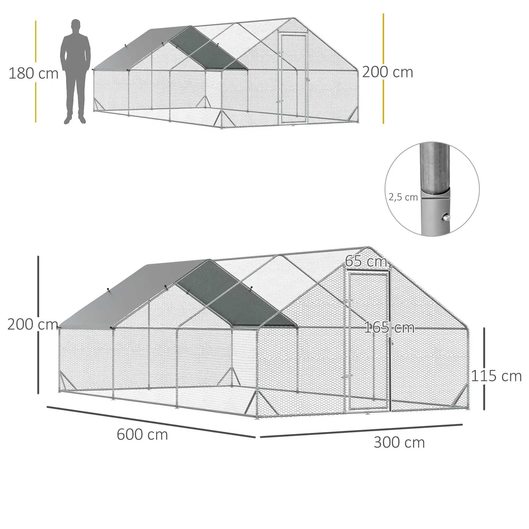 Kurnik 3x6m dla 12-18 kur kaczek 300x600cm Wybieg Woliera Ocynk Klaka