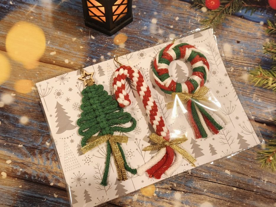 Zawieszki świąteczne makrama boho