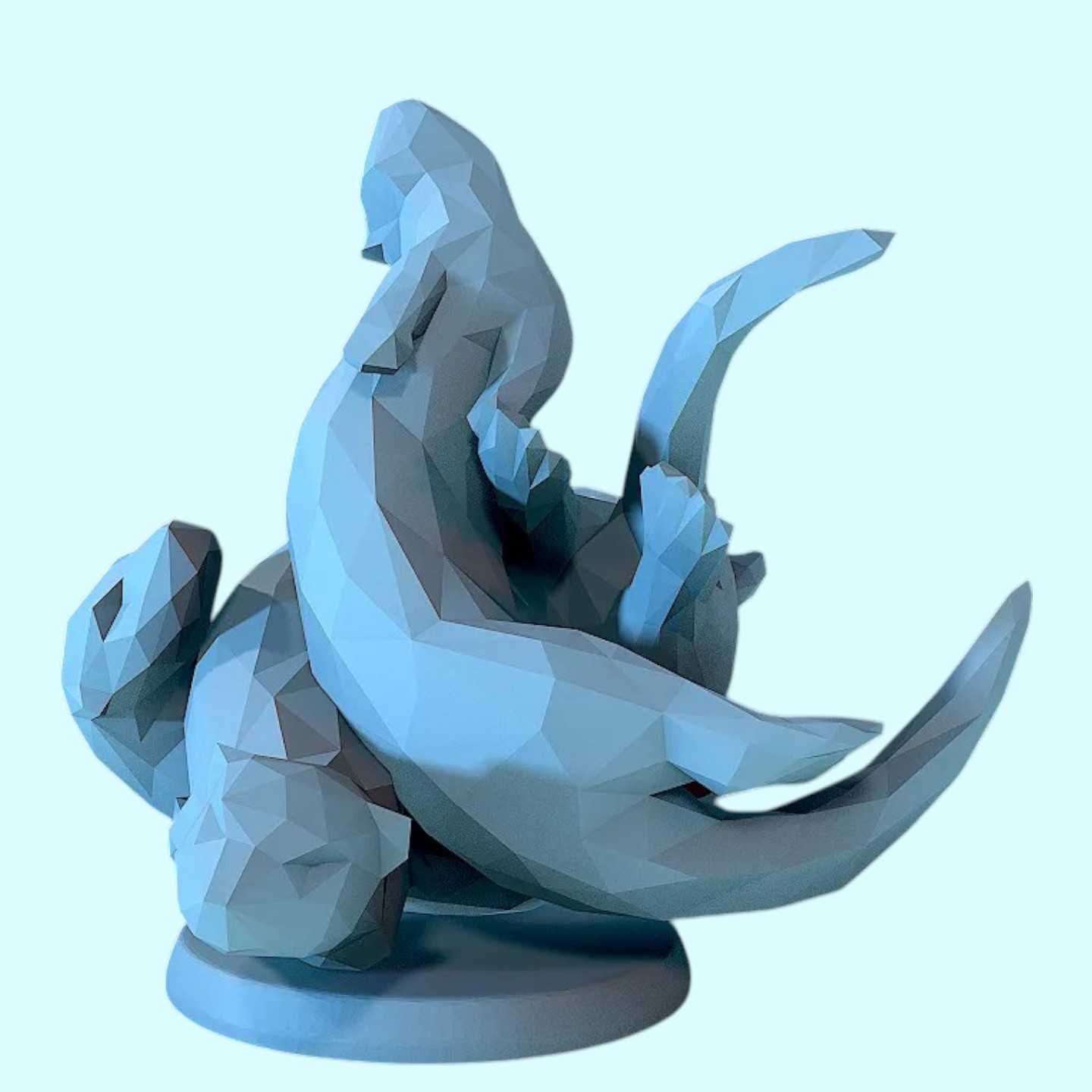 Figuras Lontras Low Poly 3D - Adoráveis Decoração Moderna