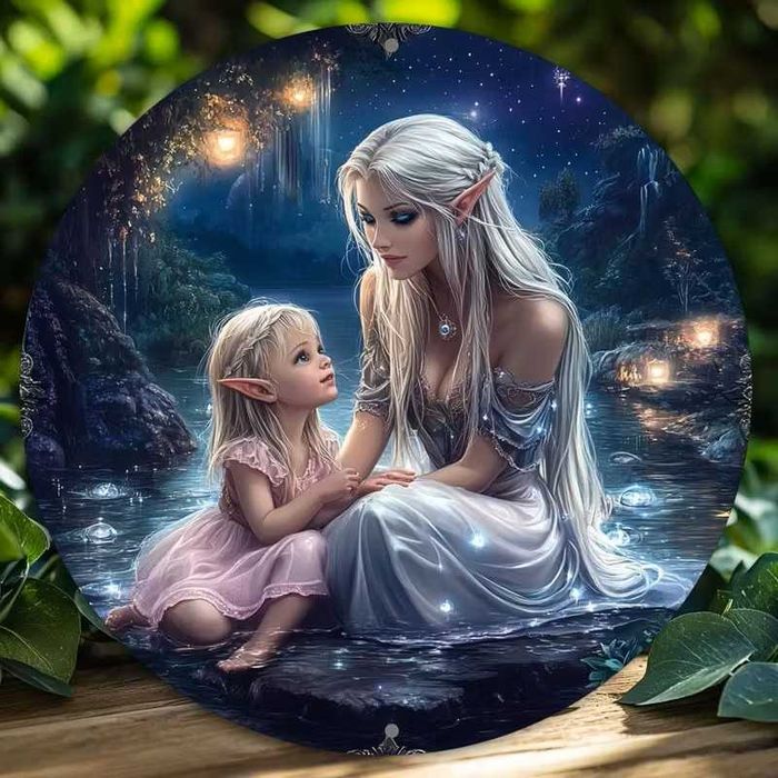 Okrągły Aluminiowy Znak z Motywem Elfa,