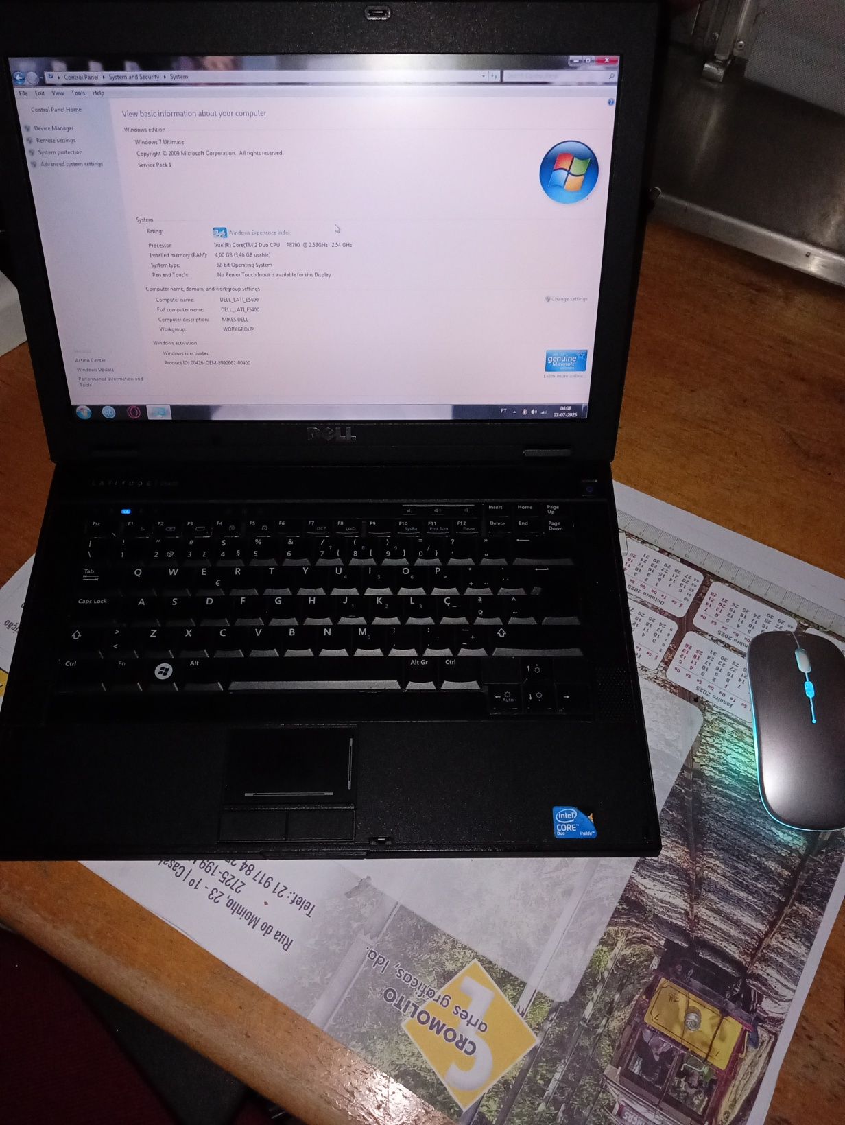 Dell E5400 4gb RAM Windows 7 Ultimate + Extras