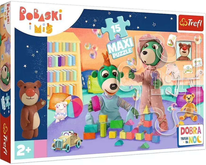 Puzzle maxi 15 elementów. Bobaski i Miś. Wesoły świat bobasków. Trefl