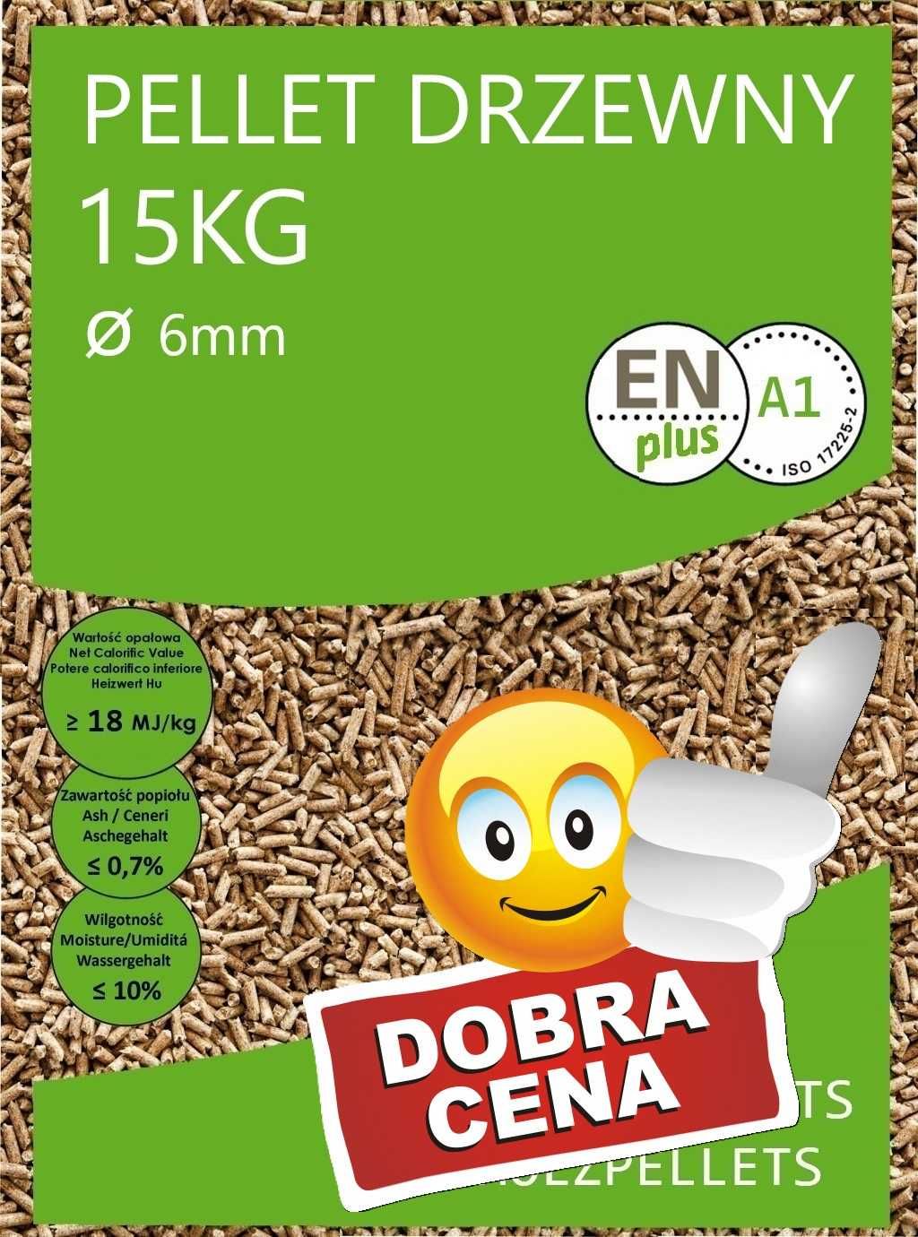 pelet PELLET drzewny SOSNOWY  15kg worki EN plus A1 dostawa GRATIS