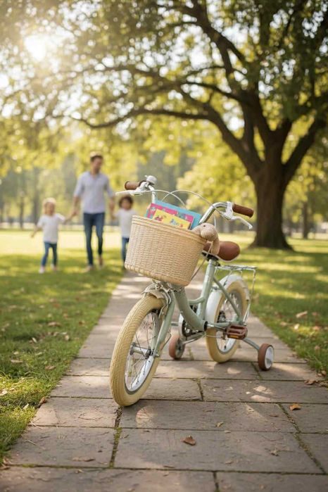 rower dziecięcy 4 kółka szary prezent  chłopiec dziewczynka 14 cali