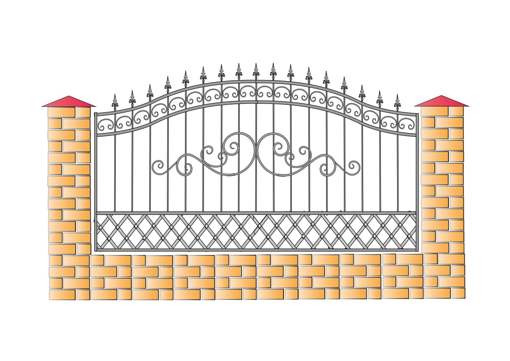 Ковані ворота, ворота з ковкою, брама, ворота, забор з ковкою, паркан