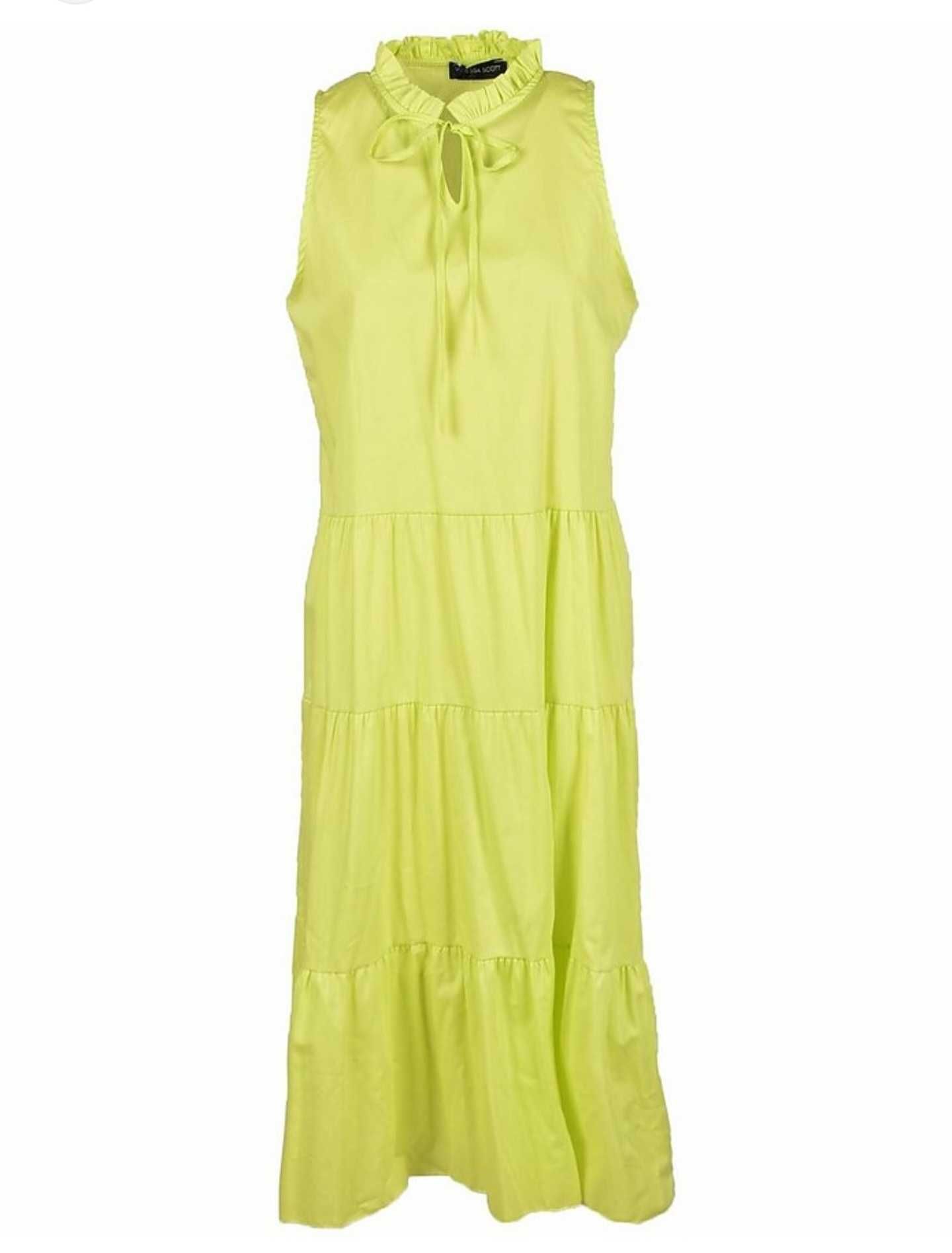 Długa sukienka limonkowa