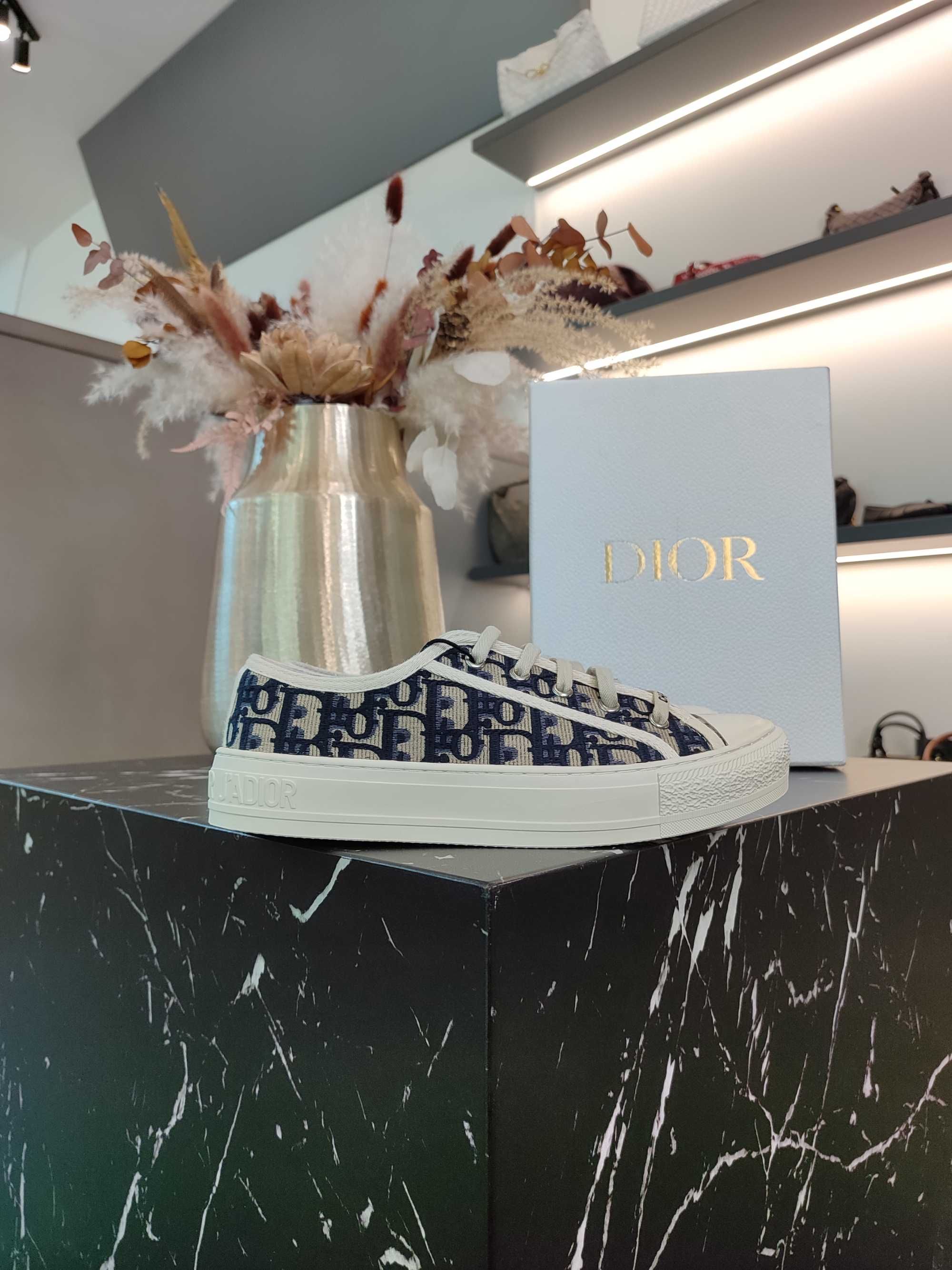 Кеди Dior Walk'n'Dior Sneaker Oblique Embroidered Cotton Deep Blue