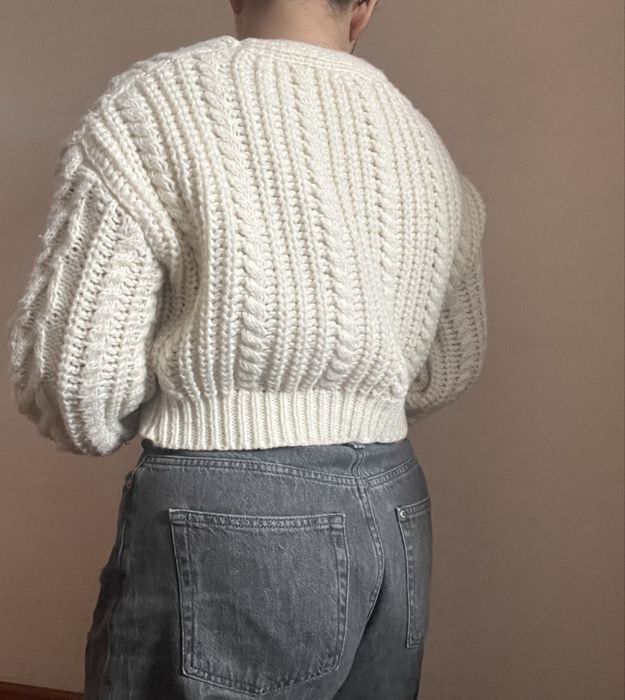 Sweter kardigan kremowy biały na guziki beżowy w serek