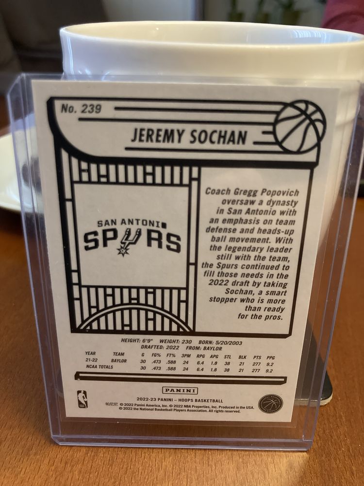 Karta NBA Hoops Jeremy Sochan panini 2022-23