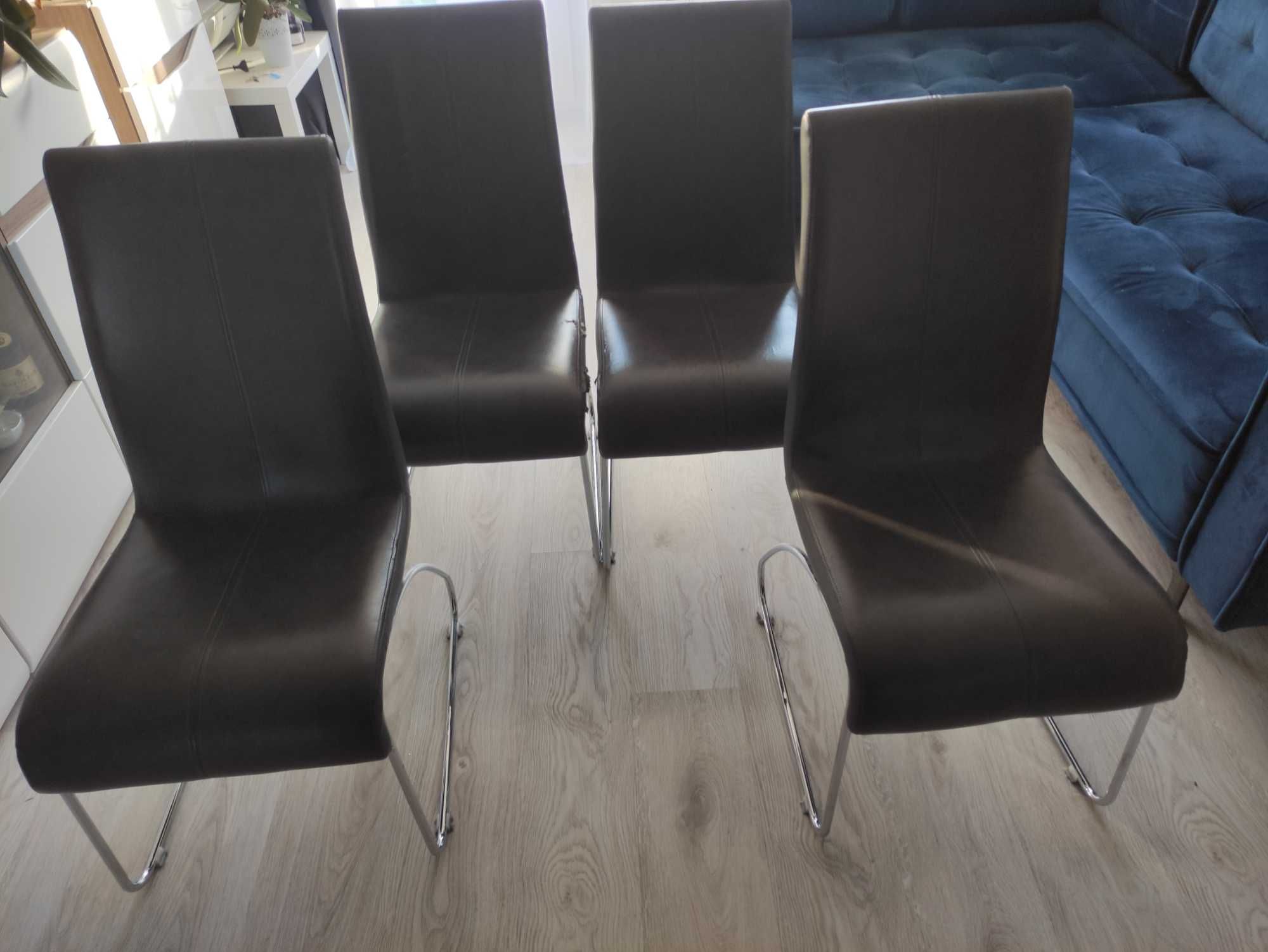 Krzesła szare używane z eko skóry