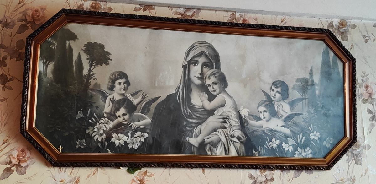 Obraz PRL Madonna z Aniołami .