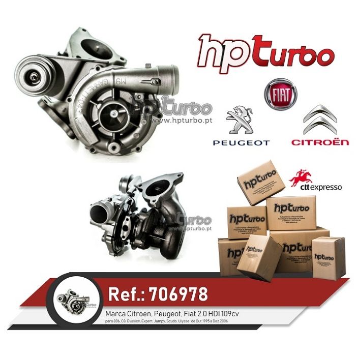 Turbo para Citroen, Peugeot, Fiat 2.0 HDI 109cv REF 706978