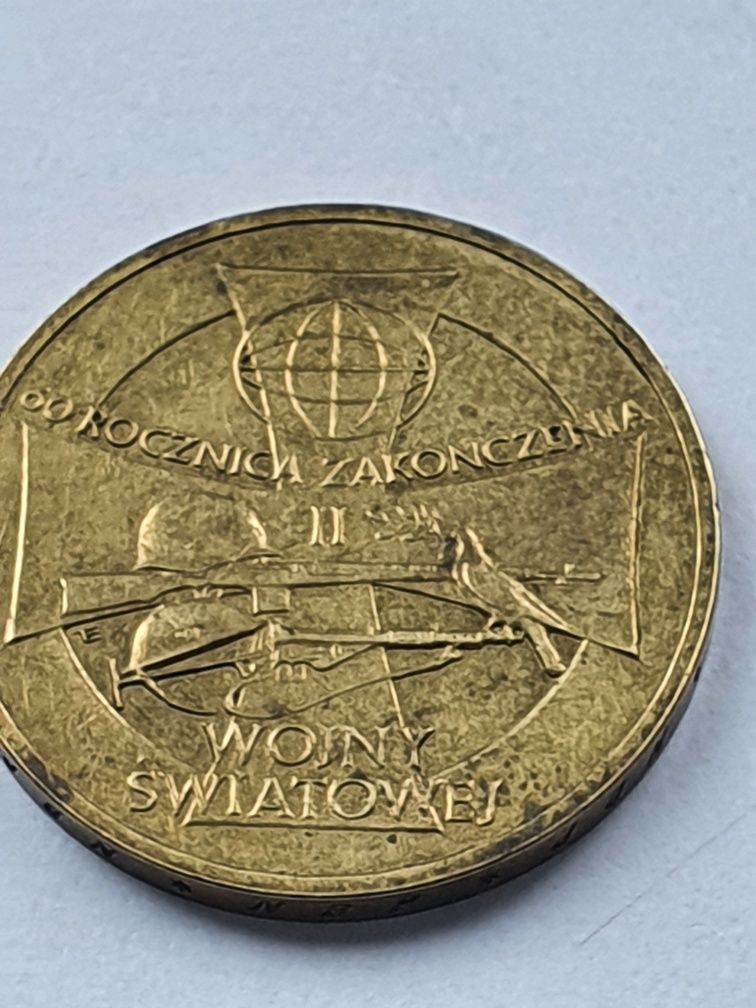 Moneta 2zl  60 rocznica  zakończenia II Wojny Światowej