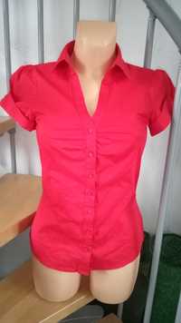 Bluzka koszulowa z krótkim rękawem czerwona nowa z metką H&M 36/S