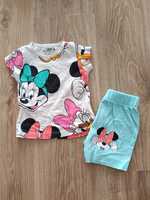 Komplet letni Zara dla dziewczynki 80 szorty bluzka myszka Miki Disney