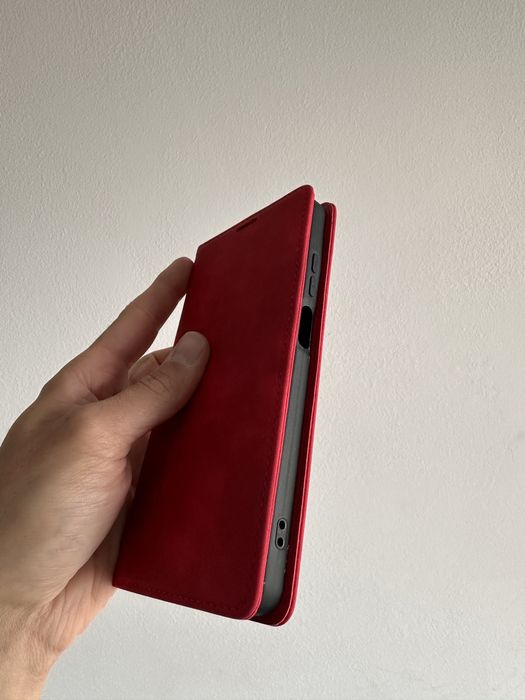 Etui Zamykane czerwone + SZKŁO do MOTOROLA MOTO G24 / G04 / E14