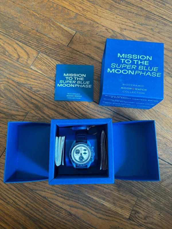 Omega x Swatch Super Blue Moonphase Faza Księżyca w Bioceramice