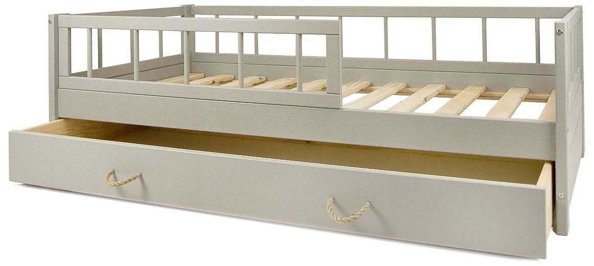 Łóżko dziecięce drewniane tapczan z szufladą 80x160 cm + barierki