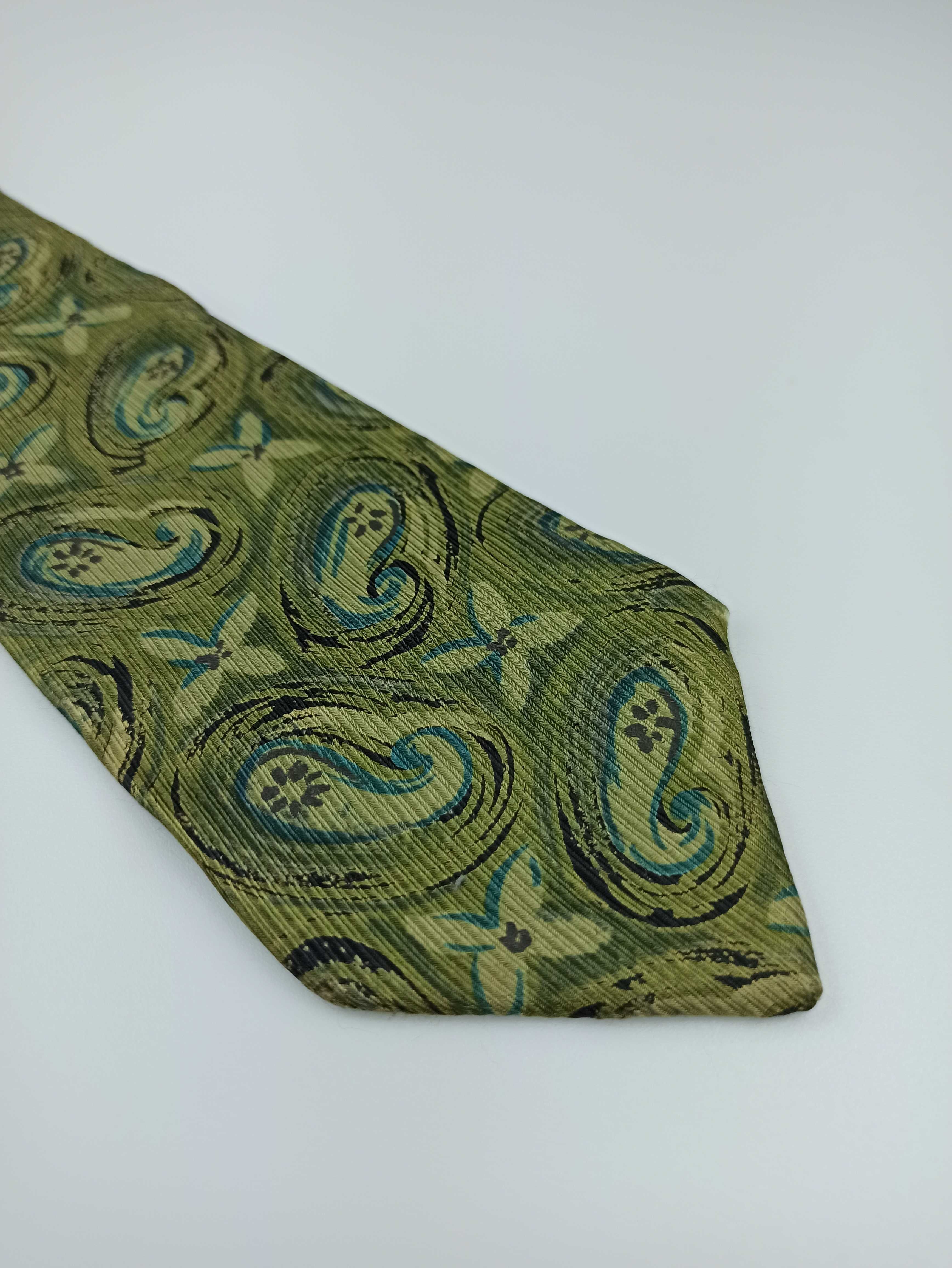 Ermenegildo Zegna jedwabny krawat zielony paisley zeg02