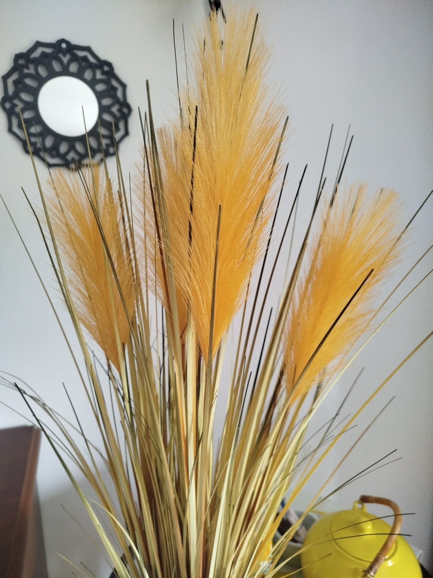 Duży stroik, sucha trawa, pomarańczowa ozdoba na stół, wys. 80 cm