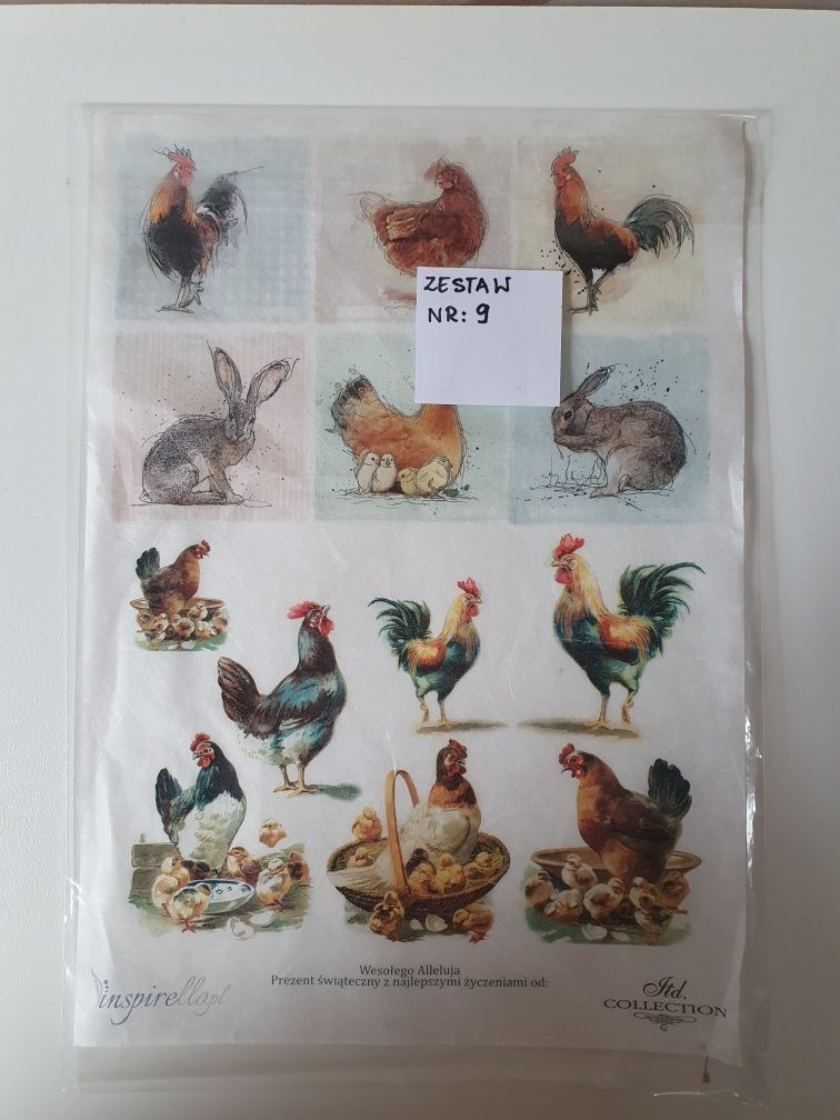 Chusteczki szpileczki i papier ryżowy do decoupage ( zestaw nr 9 )