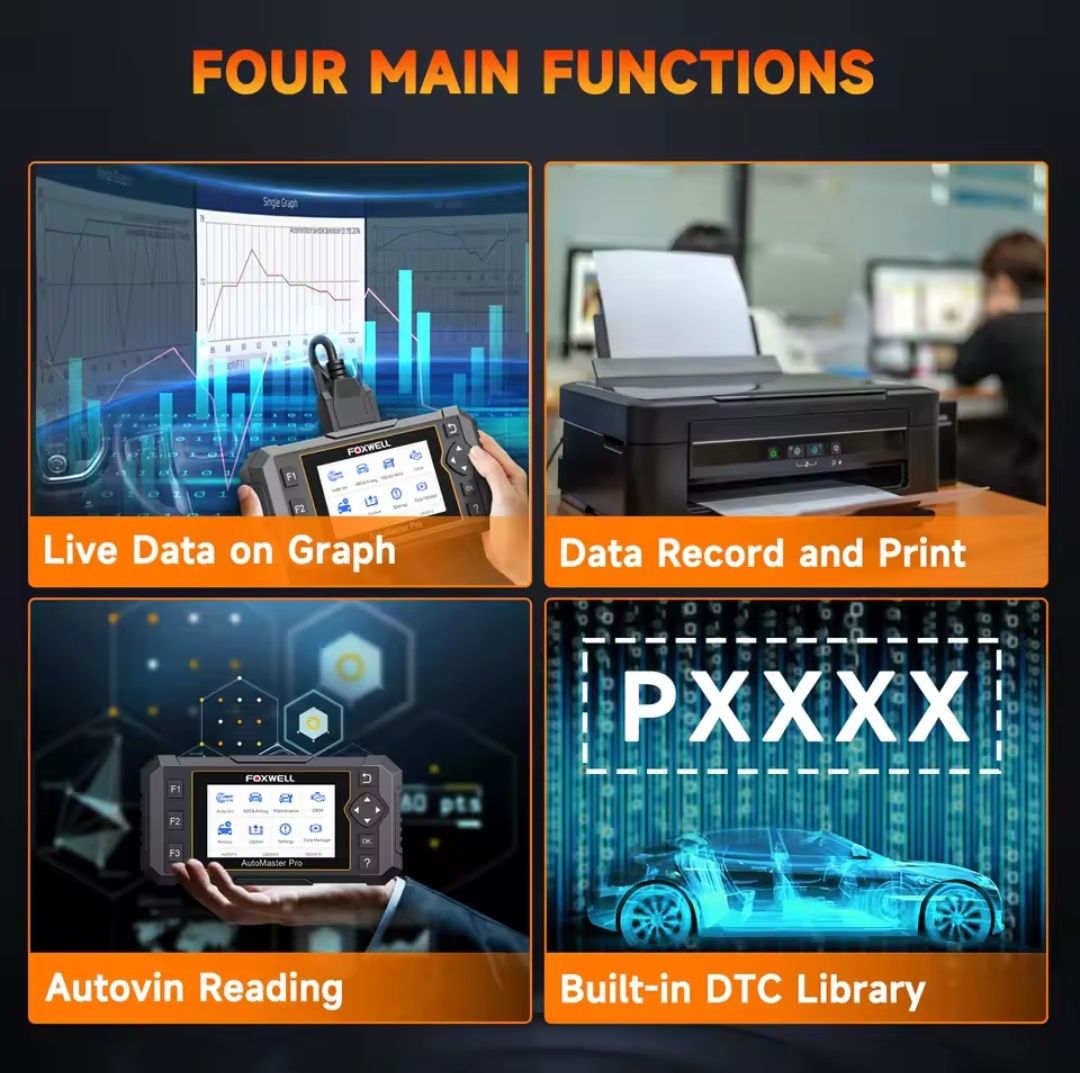 Máquina Diagnóstico FOXWELL NT650 PRO OBD2 ABS SRS e +26 Serviços NOVO