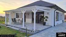Zadaszenie tarasu pergola przyścienna żaluzje ruchome 7,5x4,4m