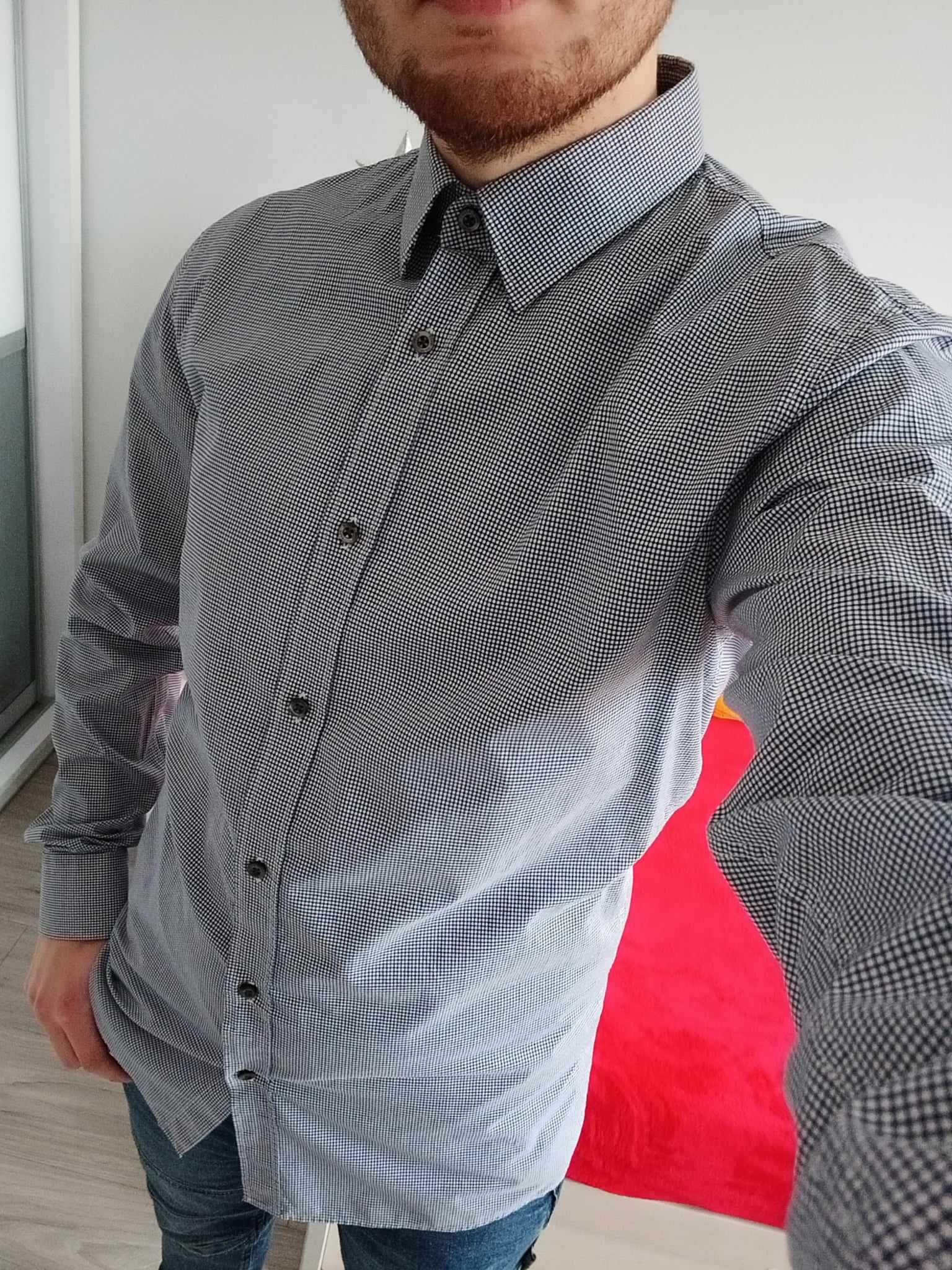 Męska koszula w małą kratkę Hugo Boss - rozmiar M