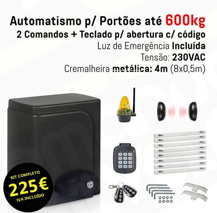 Kit Motor Electrico 220v para Portão Correr 600kg - Novos c/ IVA