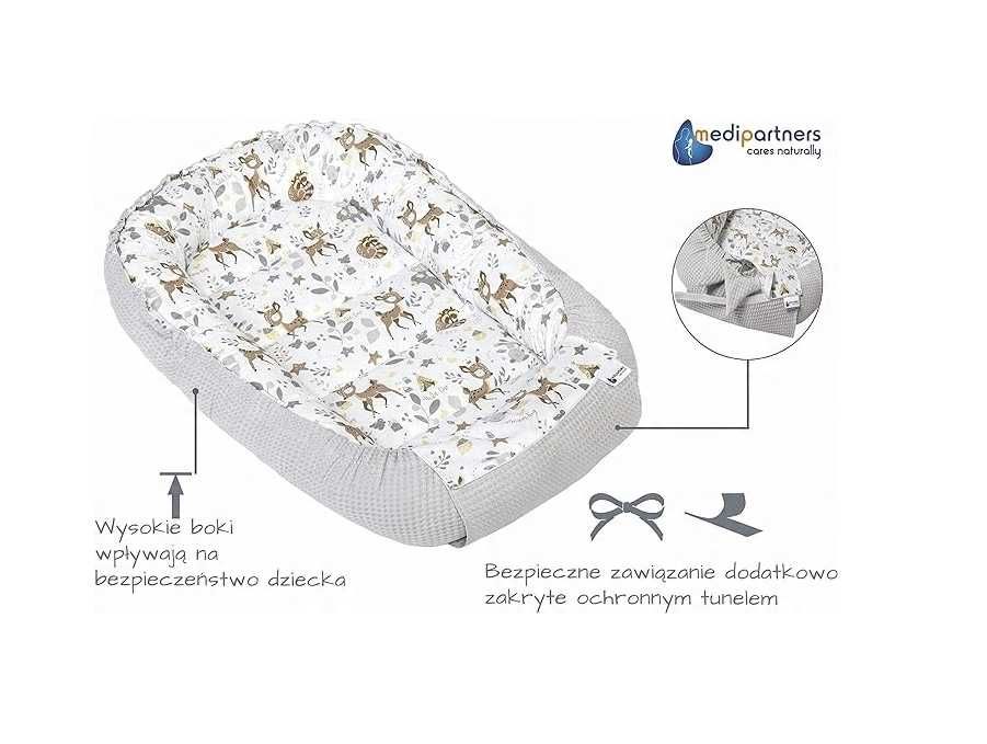 Dwustronny Kokon dla niemowląt 100% Bawełna 100x60x15cm Medi Partners