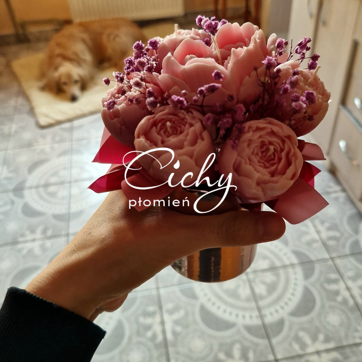 Bukiet kwiatów ze świec sojowych flowerbox candle