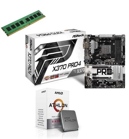 Комплект для майнинга AsRock X370 + Athlon 200GE+ 4Gb DDR4