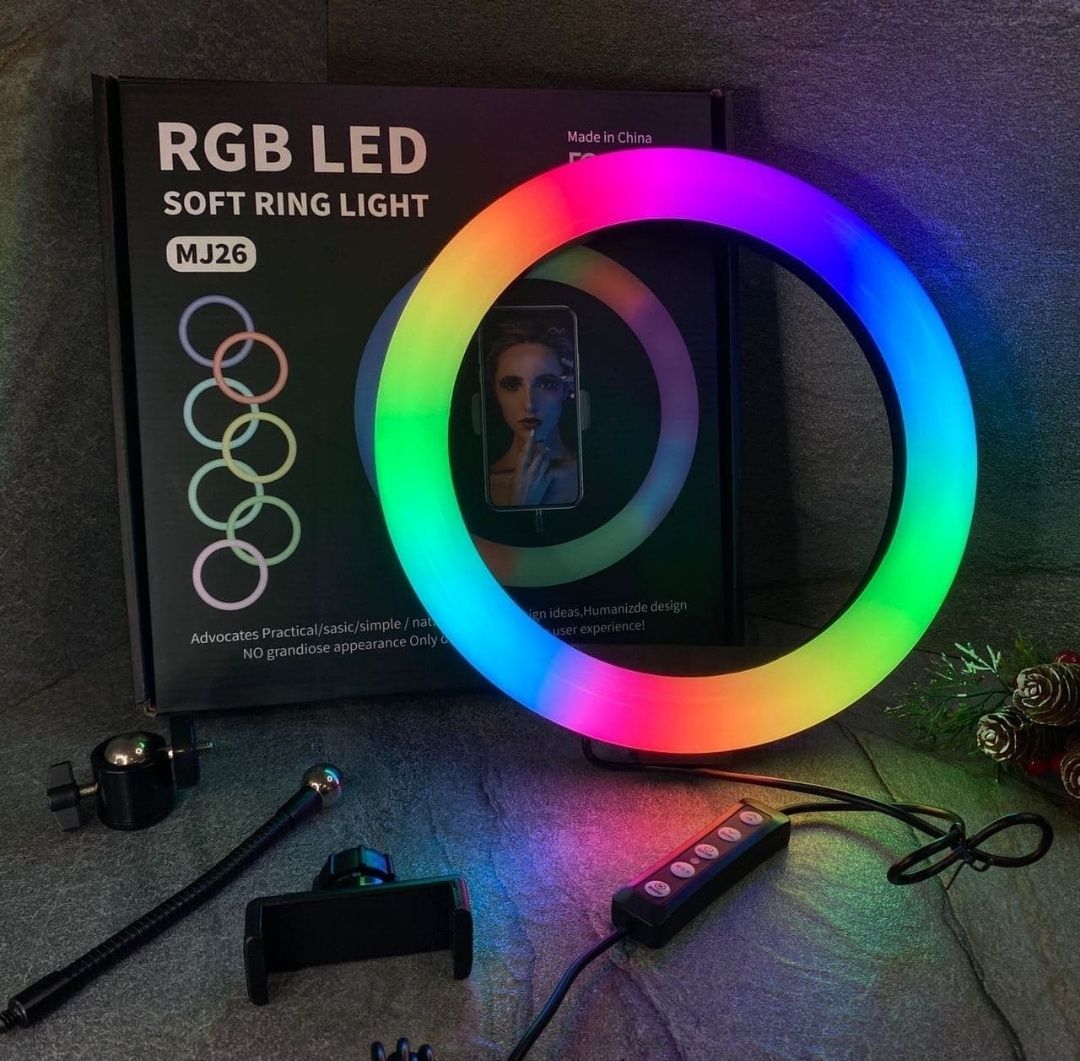 Кольцевая лампа RGB, MJ 26 LED, + 2.1м штатив