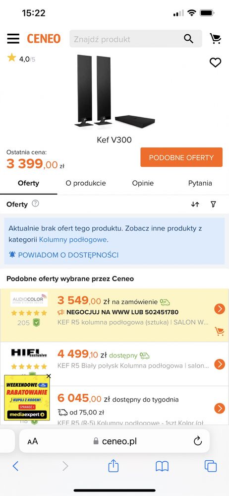 KEF kino domowe V 300 moduł+2 głośniki