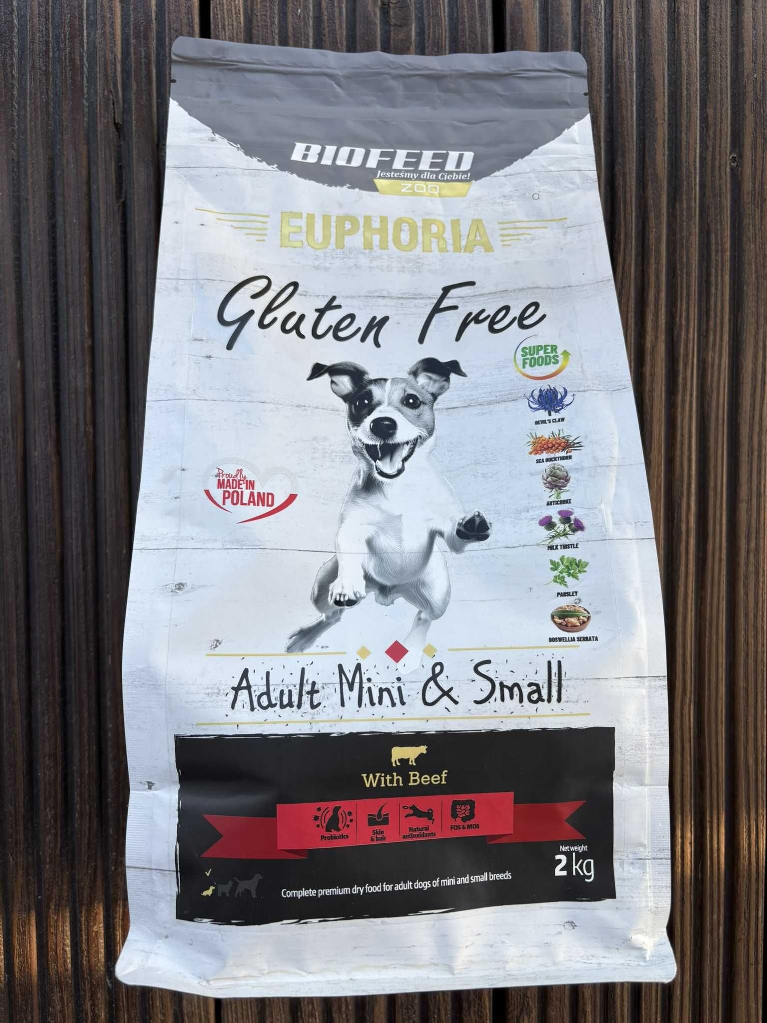 Biofeed EUPHORIA Gluten Free z wołowiną (małe i średnie rasy) 2 kg