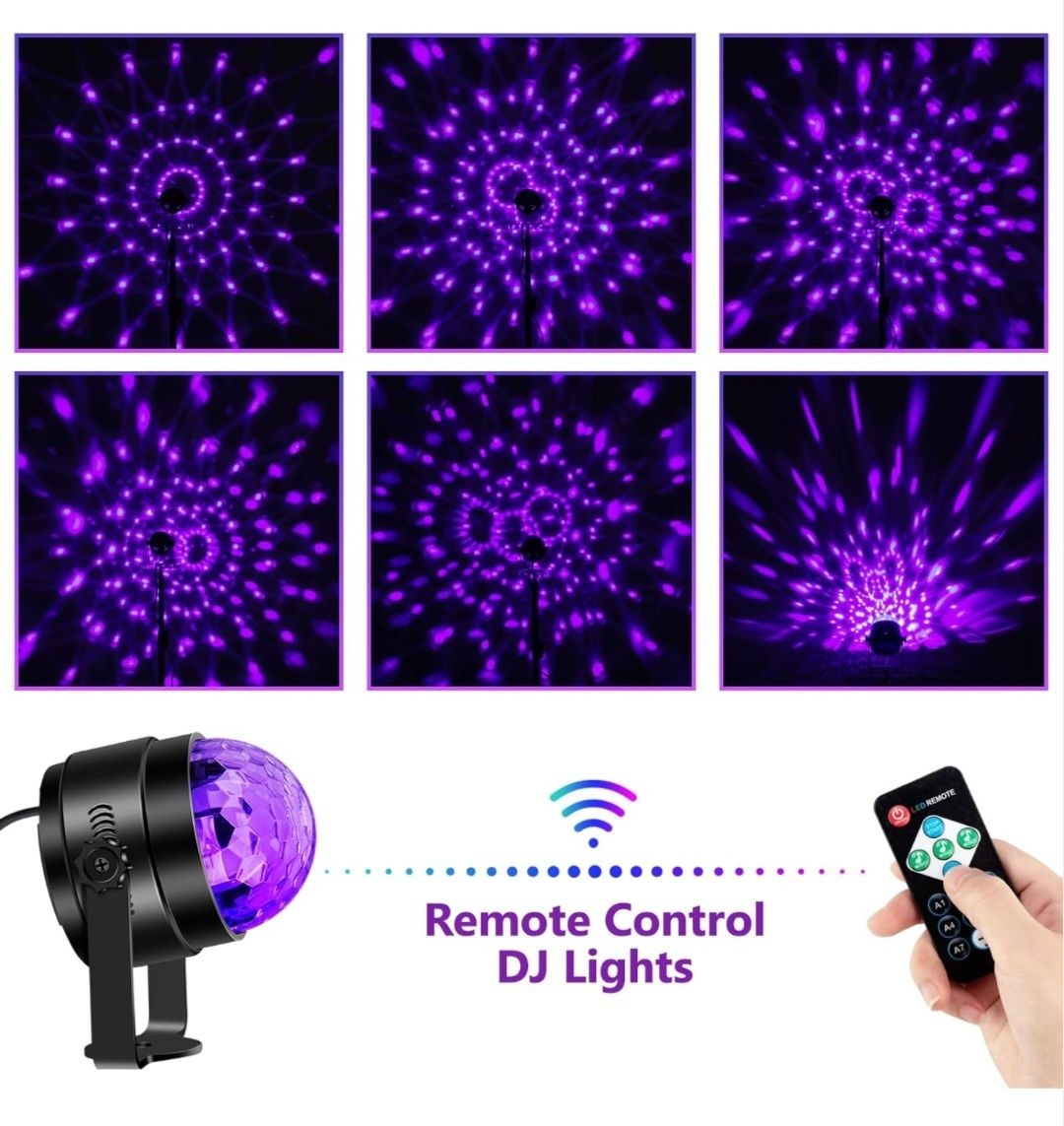 Kula dyskotekowa Litake 2szt. Led 6W 7 trybów, projektorDJ lampa disco