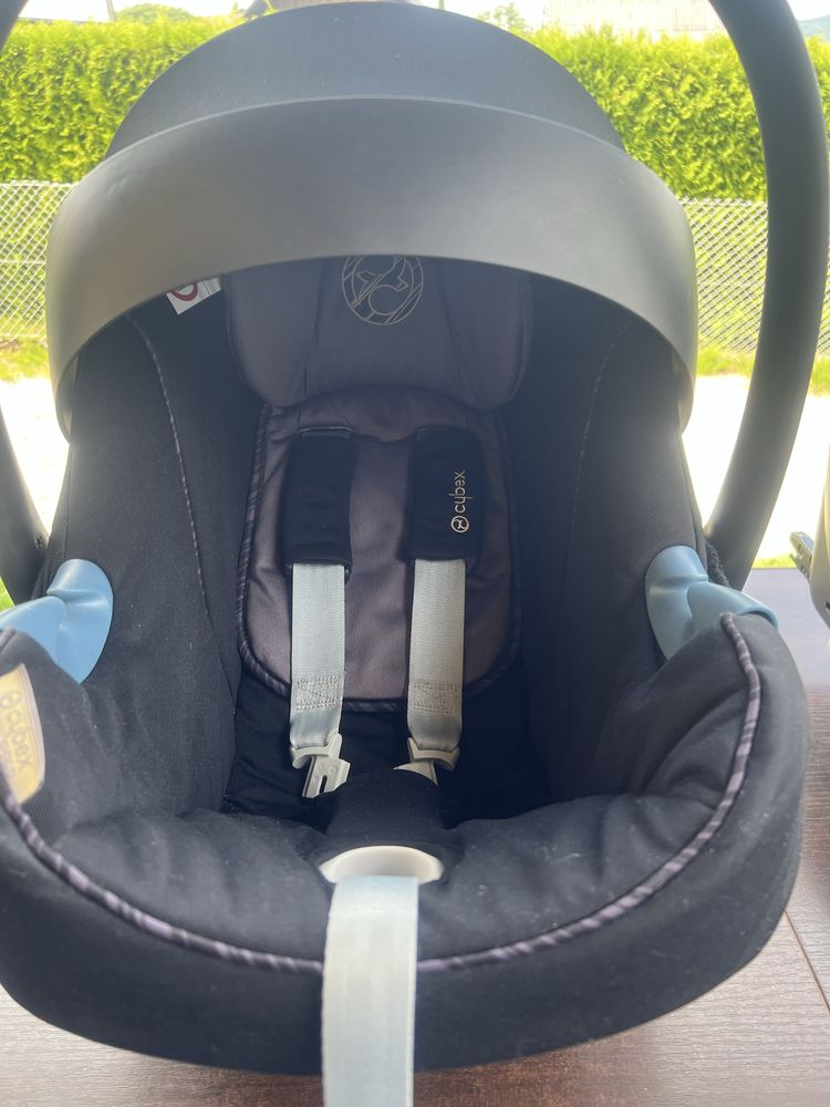 Fotelik z baza Cybex Aton M i-Size plus adaptery do wózka