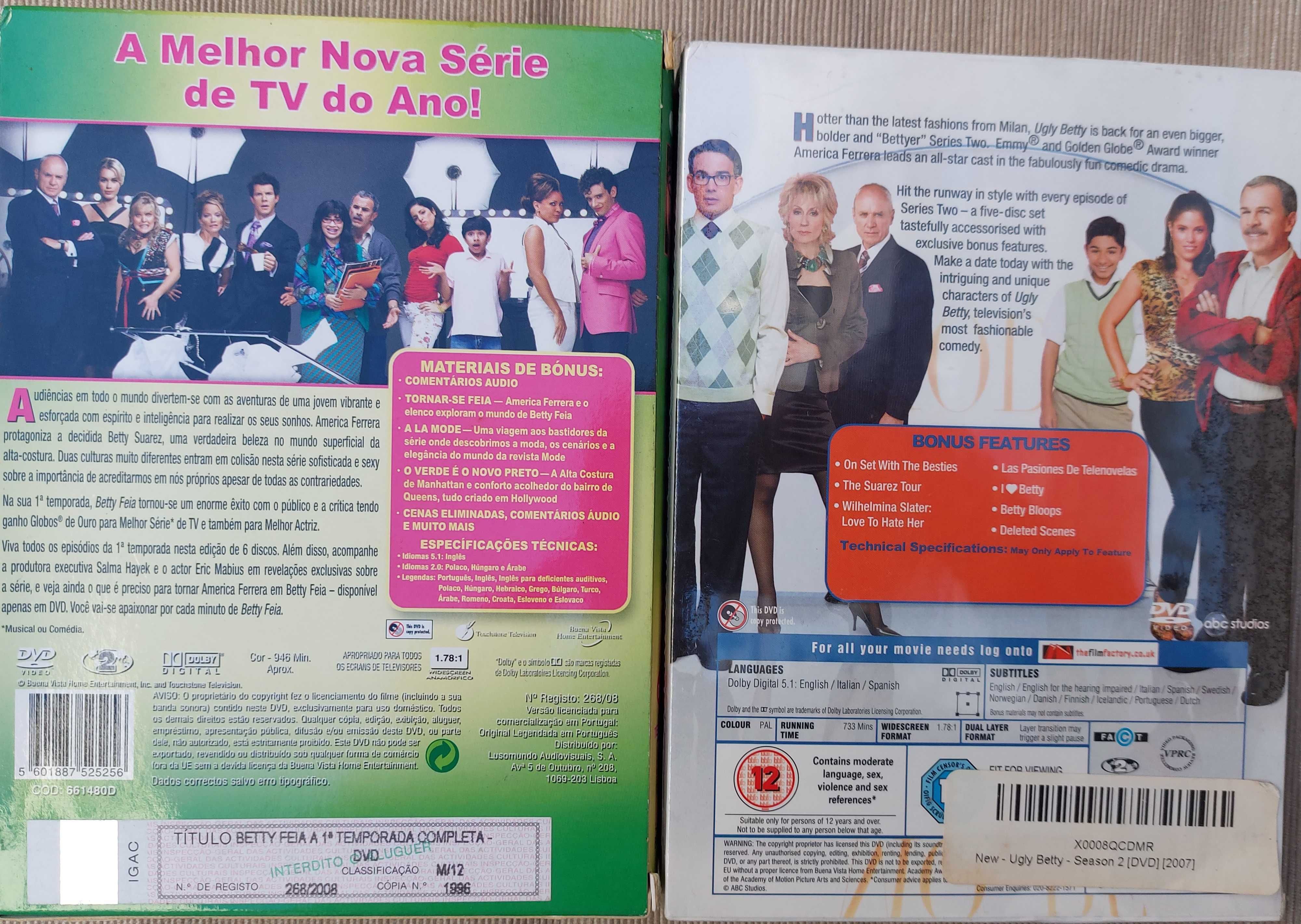 DVD - Série Ugly Betty Betty Feia Temporadas 1 e 2 Legendas em Português