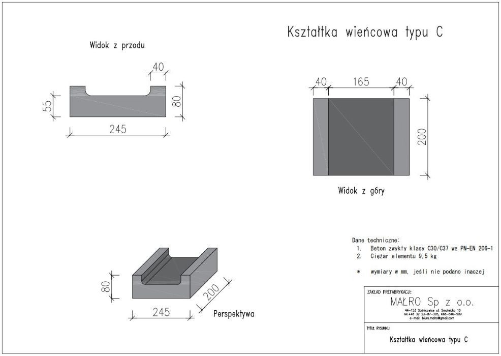 Kształtka wieńcowa typu C Pustak wieńcowy szalunkowy pustaki