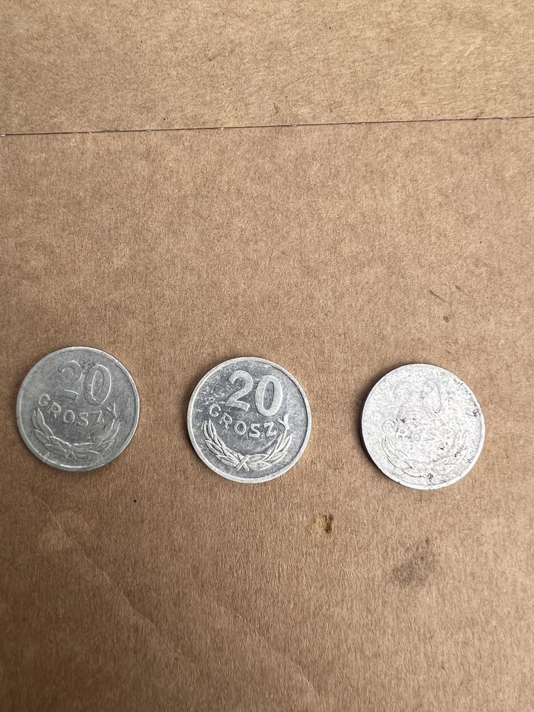 20 groszy stare PRL trzy monety