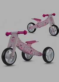 Rowerek biegowy dla malucha Rico kids drewniany jak nowy różowy trójko