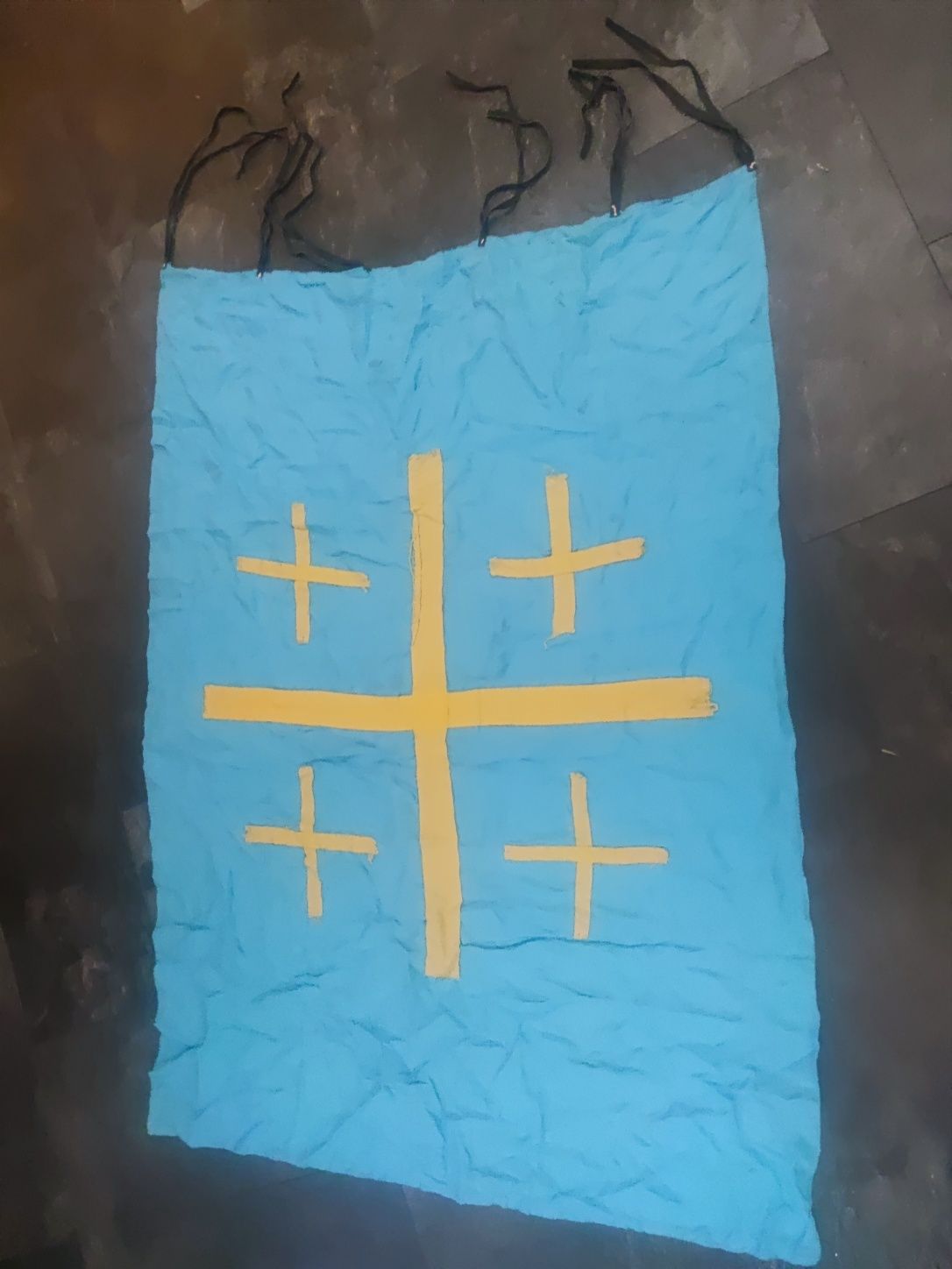 Flaga proporzec Królestwa Jerozolimy ,Królestwo niebieskie .olbrzymi
