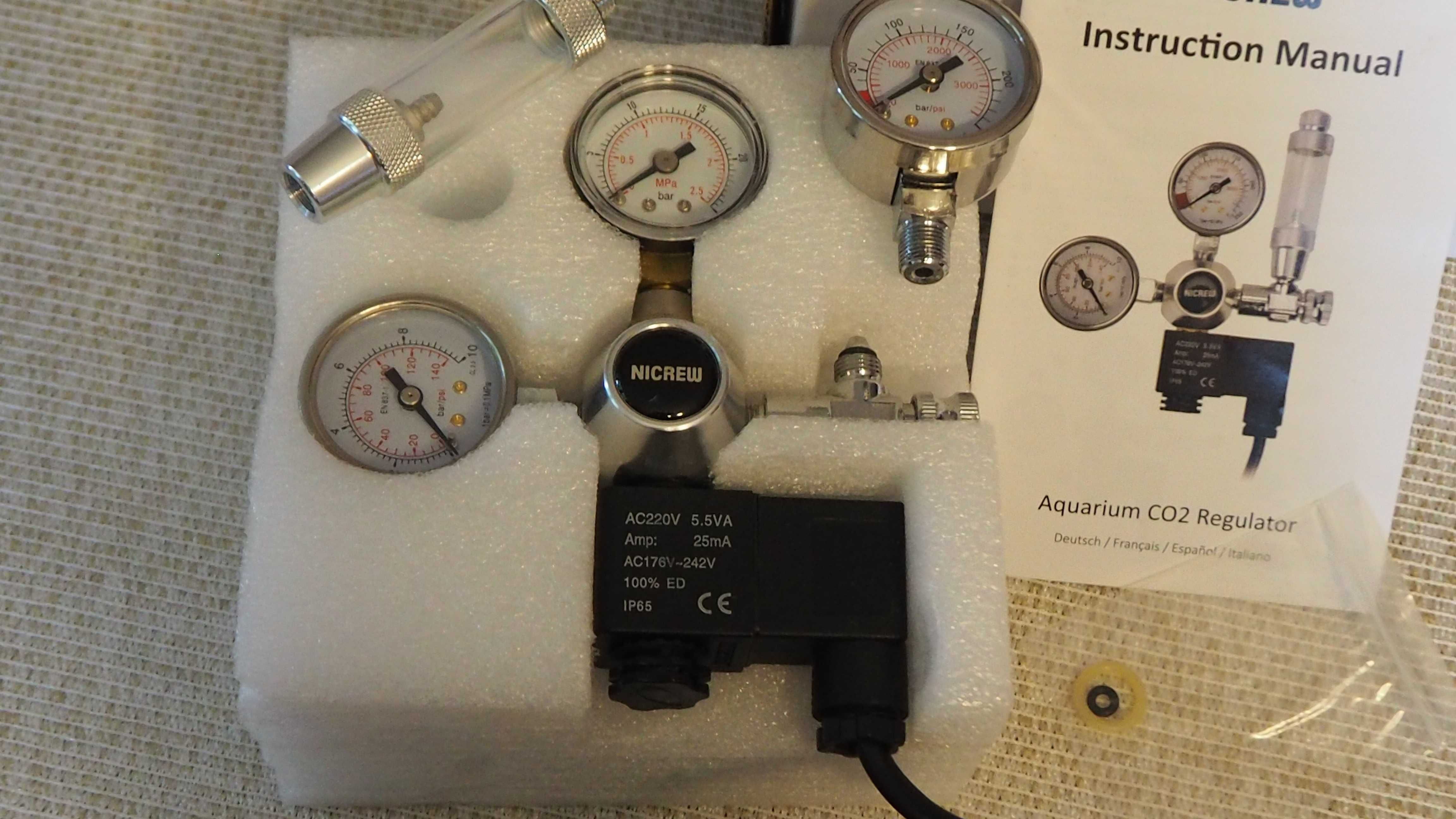 manometr, regulator CO2 do akwarium