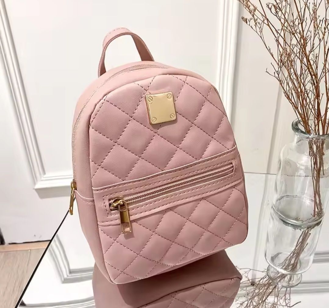 Mini Mochila de couro PU cor Rosa