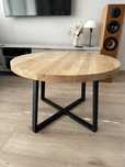 Stolik kawowy lity dąb lakierowany fi 80cm loft