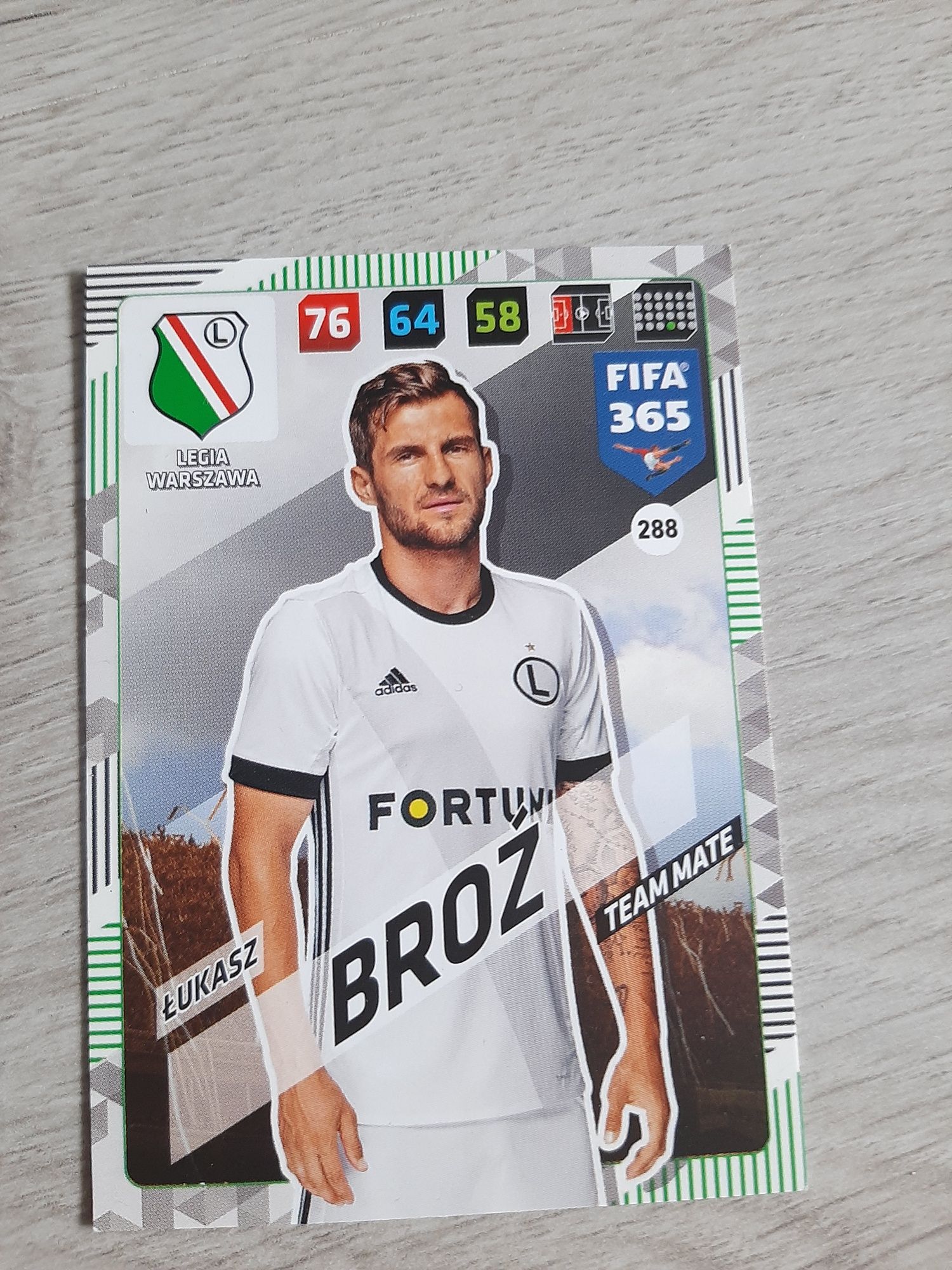 Karta Łukasz Broz nr 288 FIFA365