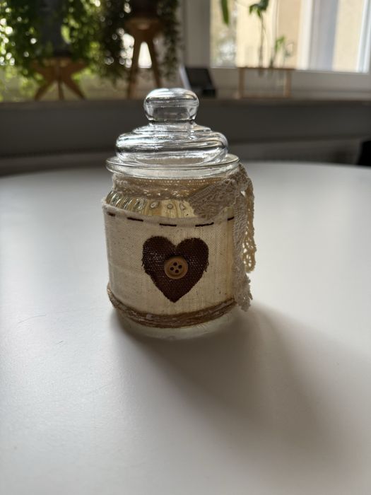 Słoik z dekoracją na żywność herbatę 12.5 x 7.5 retro boho vintage