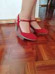 Sapatos Feminino Salto em camurça vermelha