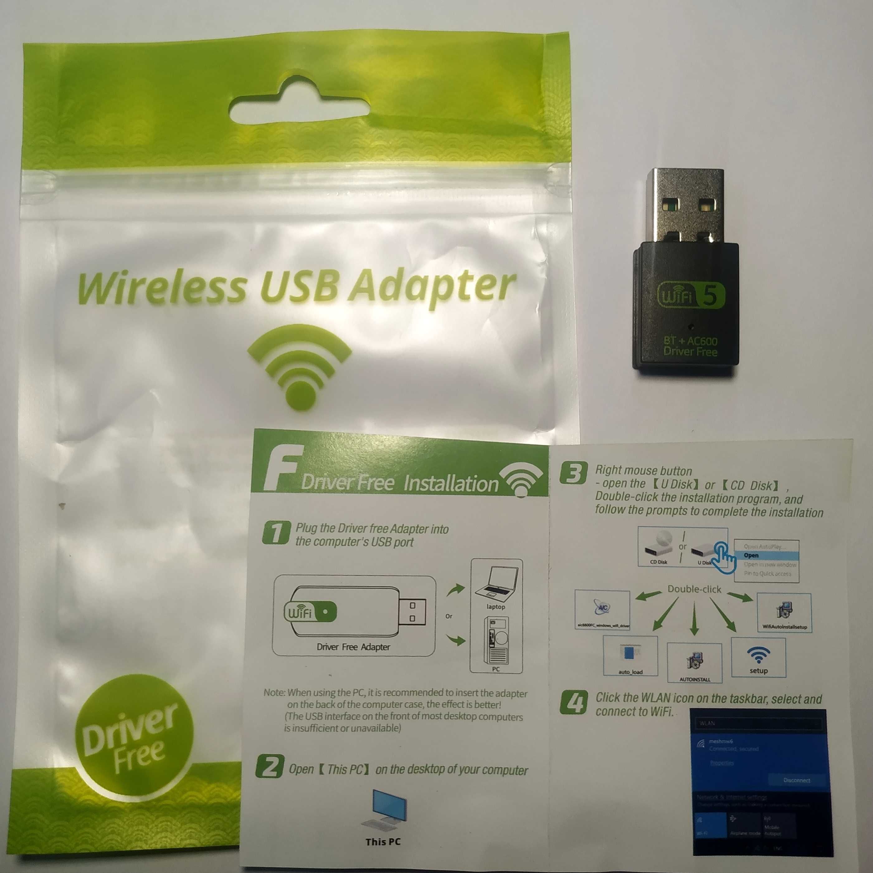 USB адаптер Bluetooth Wi-Fi 5 GHz, встроенный драйвер. Чип RTL8821CU